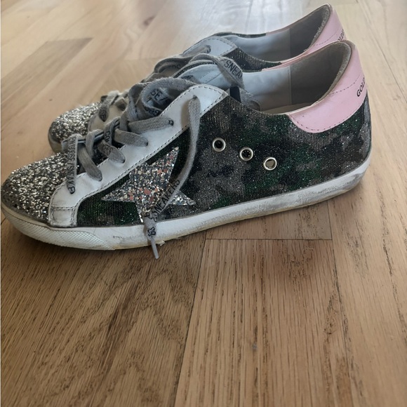 Golden Goose Silver and White Sparkle Sneakers - Picture 2 of 3